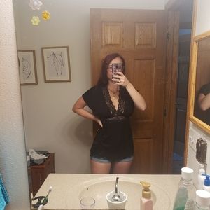 Black lace detail top